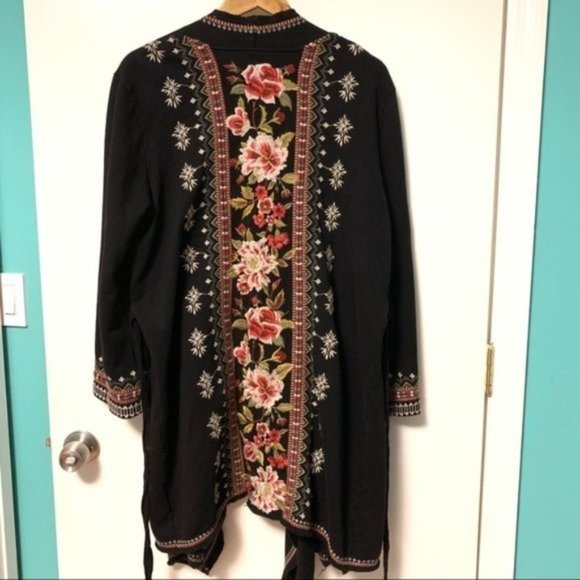 Johnny Was Sweaters - Johnny Was Matilda Draped Embroidered Coatigan